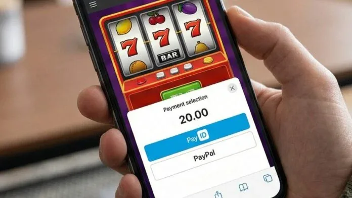 Phone screen with PayID payment selection for pokies